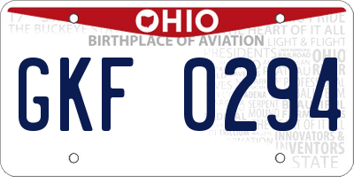 OH license plate GKF0294