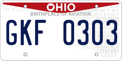 OH license plate GKF0303