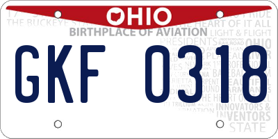 OH license plate GKF0318