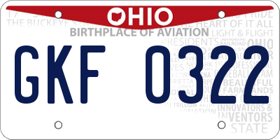 OH license plate GKF0322