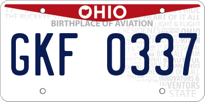 OH license plate GKF0337