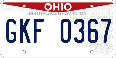 OH license plate GKF0367