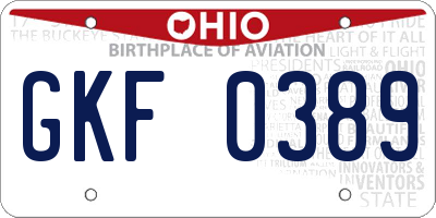 OH license plate GKF0389