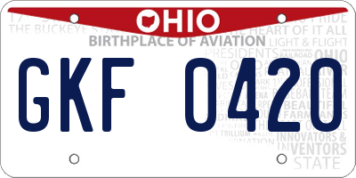 OH license plate GKF0420