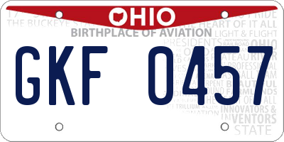 OH license plate GKF0457