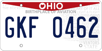 OH license plate GKF0462