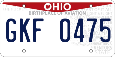 OH license plate GKF0475