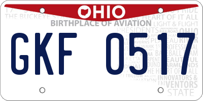 OH license plate GKF0517