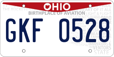 OH license plate GKF0528