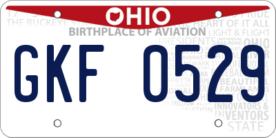 OH license plate GKF0529