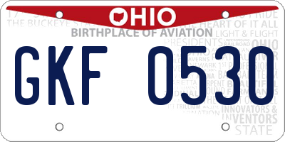 OH license plate GKF0530