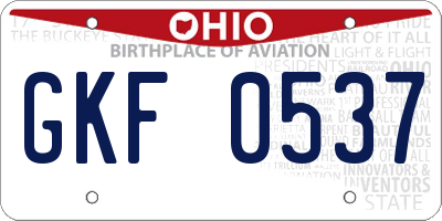 OH license plate GKF0537