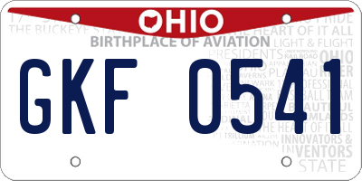OH license plate GKF0541