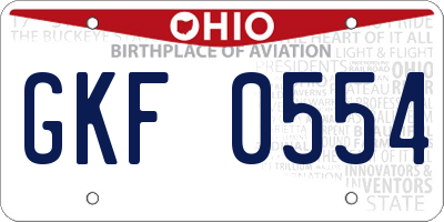 OH license plate GKF0554