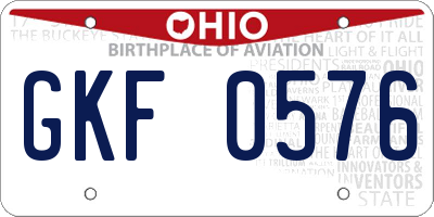 OH license plate GKF0576