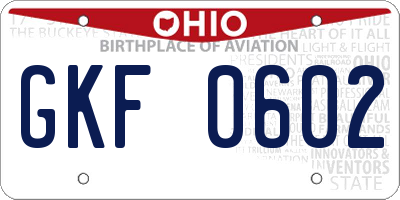 OH license plate GKF0602