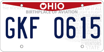 OH license plate GKF0615