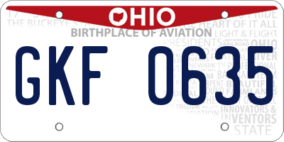 OH license plate GKF0635