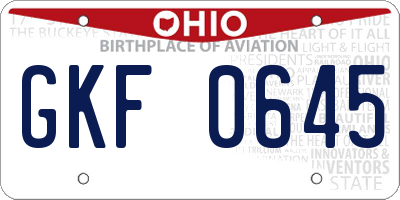 OH license plate GKF0645