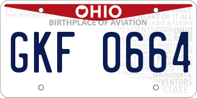 OH license plate GKF0664