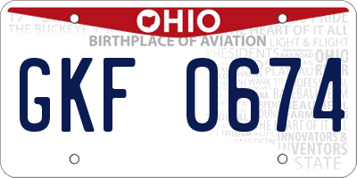 OH license plate GKF0674