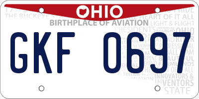 OH license plate GKF0697