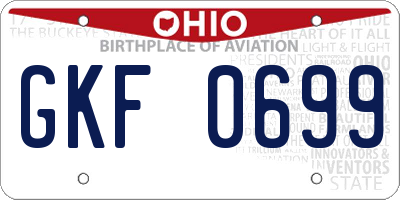 OH license plate GKF0699