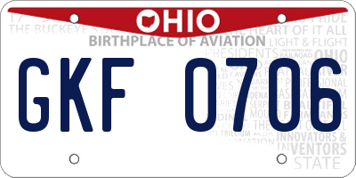 OH license plate GKF0706