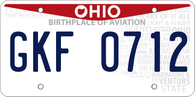 OH license plate GKF0712