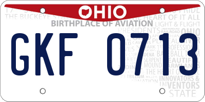 OH license plate GKF0713