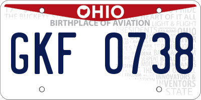 OH license plate GKF0738