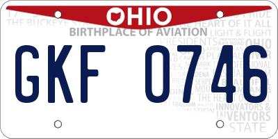 OH license plate GKF0746