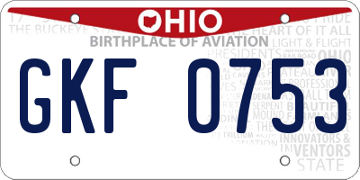 OH license plate GKF0753