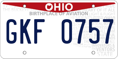 OH license plate GKF0757