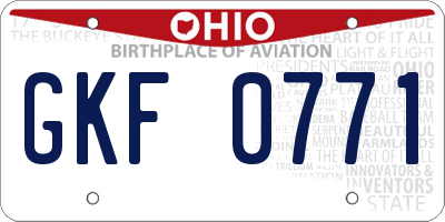OH license plate GKF0771