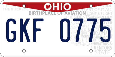 OH license plate GKF0775