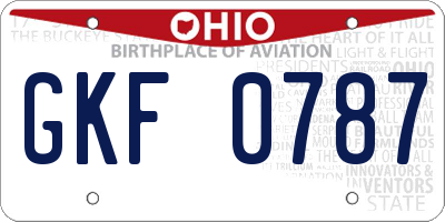 OH license plate GKF0787