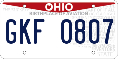 OH license plate GKF0807