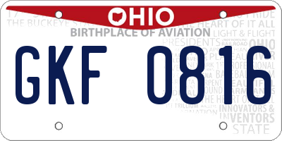 OH license plate GKF0816