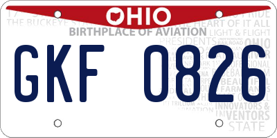 OH license plate GKF0826