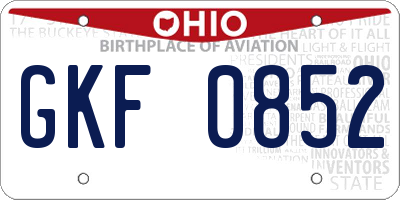 OH license plate GKF0852