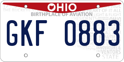 OH license plate GKF0883
