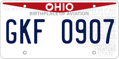 OH license plate GKF0907