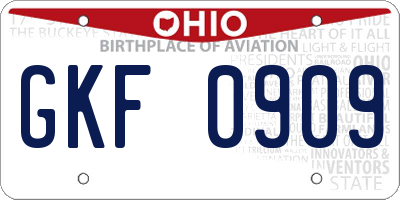 OH license plate GKF0909