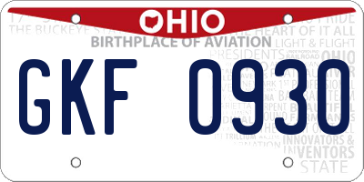 OH license plate GKF0930