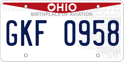 OH license plate GKF0958