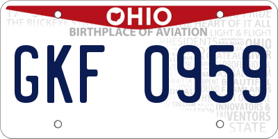 OH license plate GKF0959