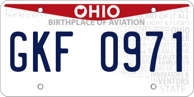 OH license plate GKF0971