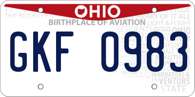 OH license plate GKF0983