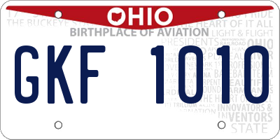 OH license plate GKF1010